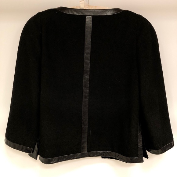 2013 CHANEL LEATHER TRIM LA PETITE VESTE NOIRE JACKET SZ 42 - Picture 8 of 8